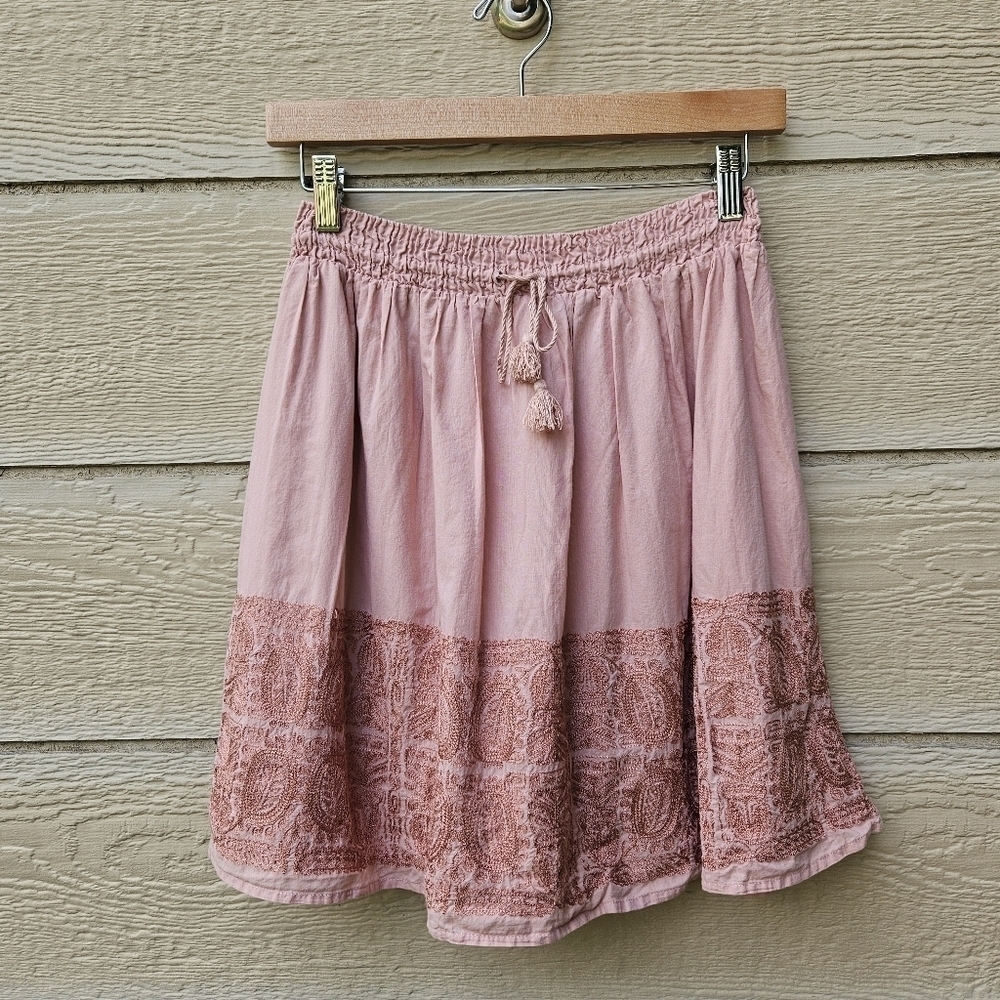 J. Crew embroidered Zafrina skirt pink small
